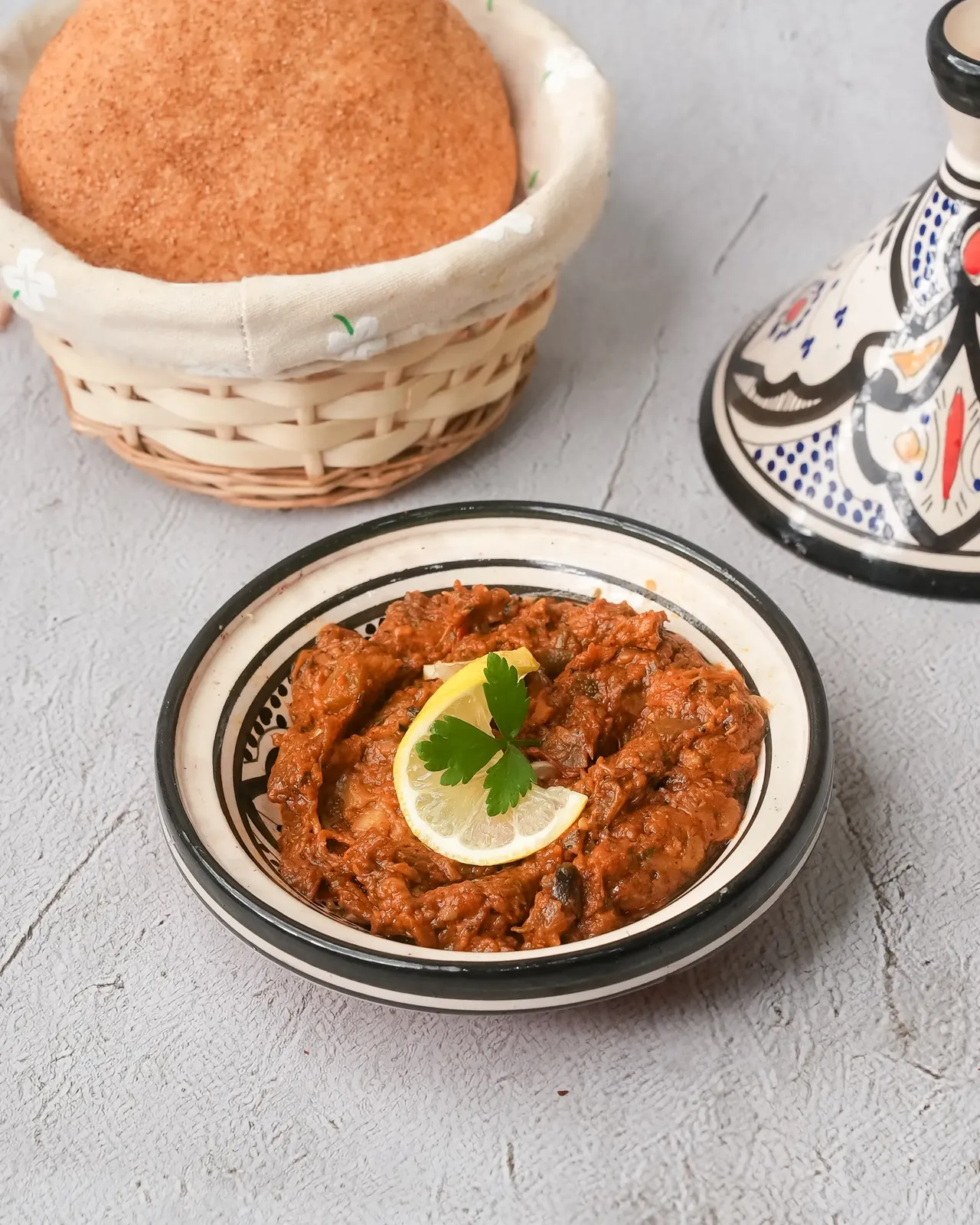 Zaalouk - Moroccan eggplant salad healthy dish at AMLO Doha Qatar